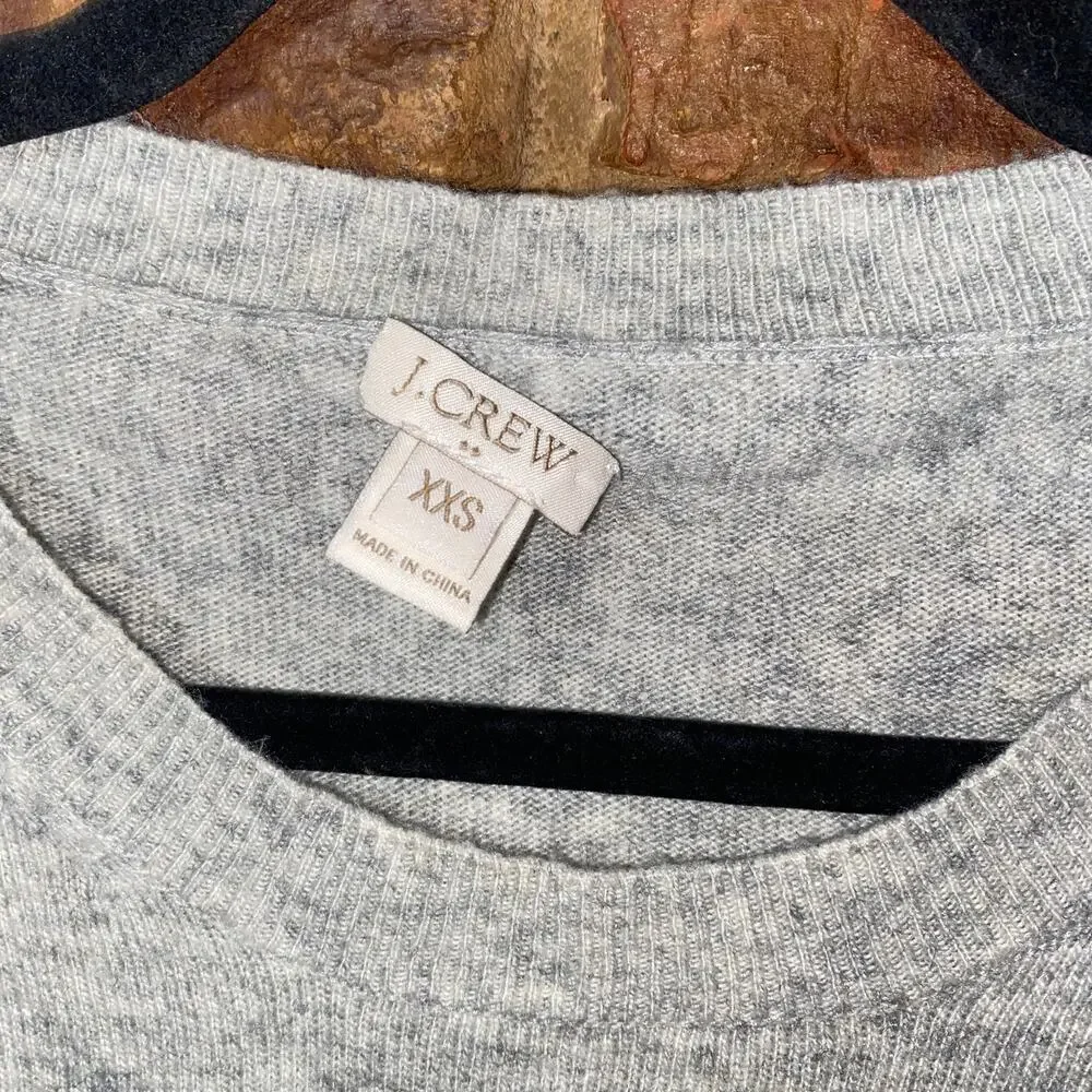 J. Crew Gray White Sparkle Stripe Merino Wool Pullover Sweater Women's Size XXS